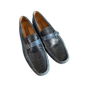 Mezlan Men's Granados Driving Loafers Navy Size 12 Ostrich & Calfskin Made Spain
